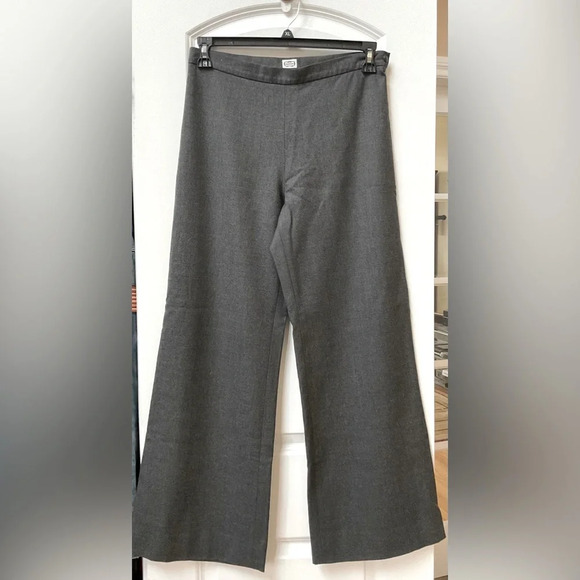 Agnona Italian Luxury Flat Front Wide Leg Wool Trousers - Picture 3 of 7